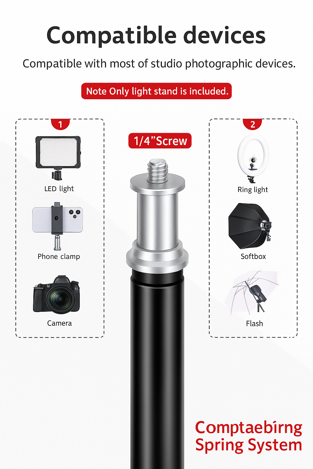 LS200 - Light Stand – Adjustable 67–200CM, 3-Section (0.68kg, 5kg Load)