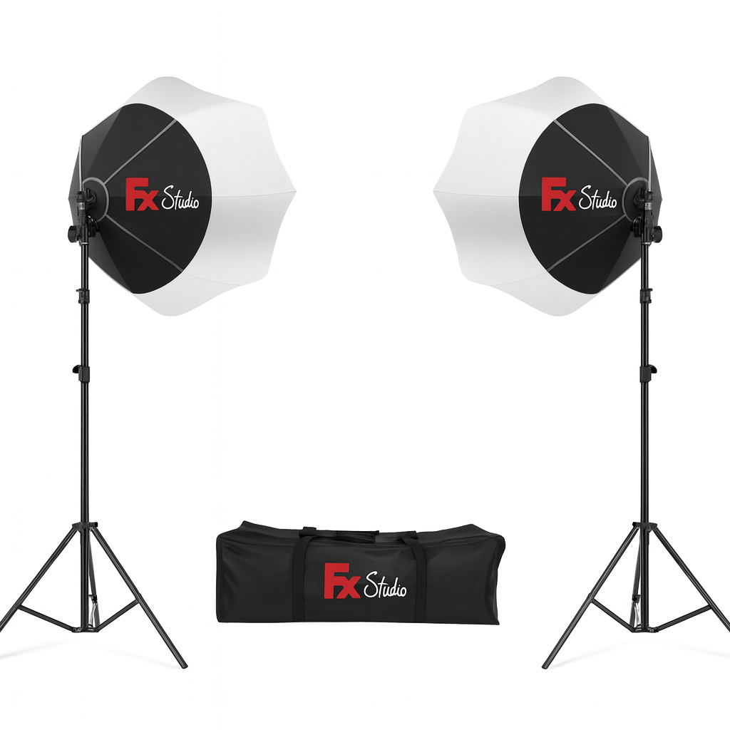 FX Studio 65cm Lantern Softbox Lighting Kit – 200W Bi-Color with Remote