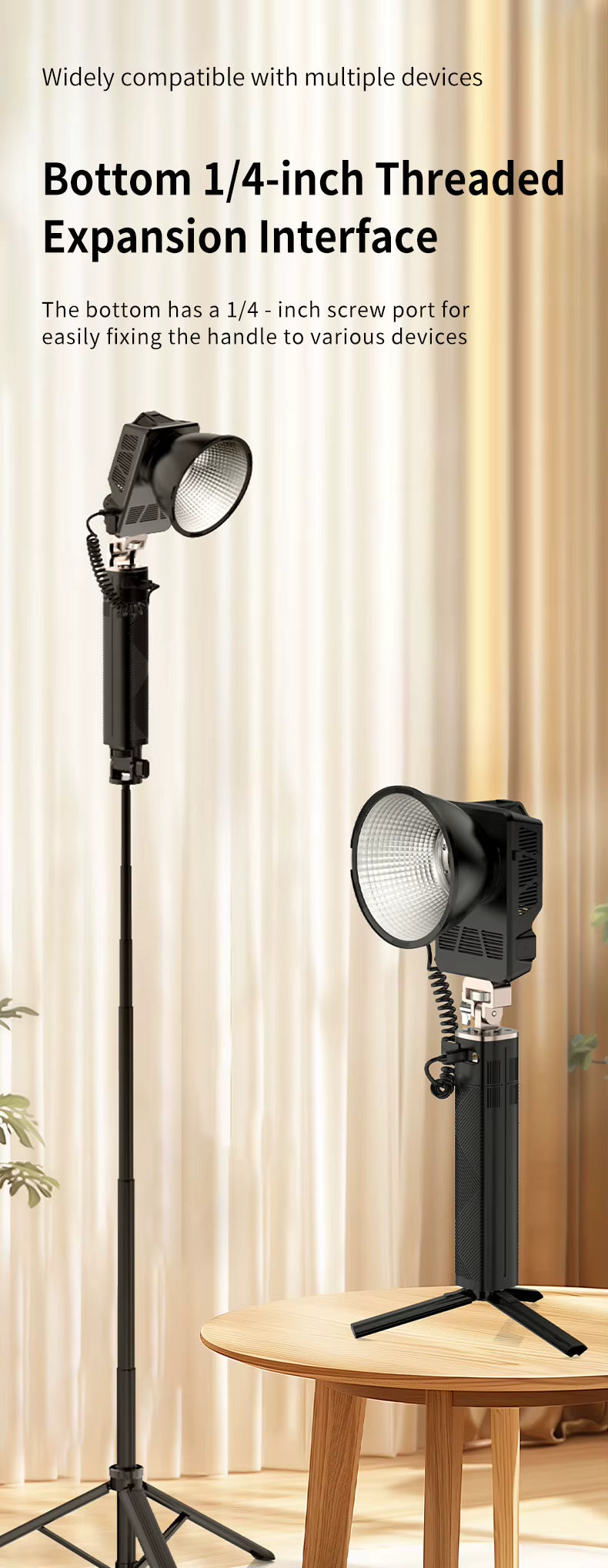 MAMEN 140W Battery Power Indicator Photography Fill Light Grip Handle