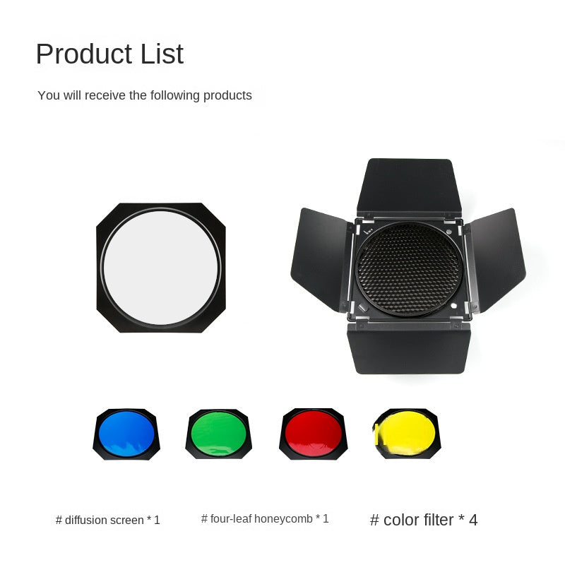 Mamen Honeycomb Grid Barndoor With Color Filter Kit