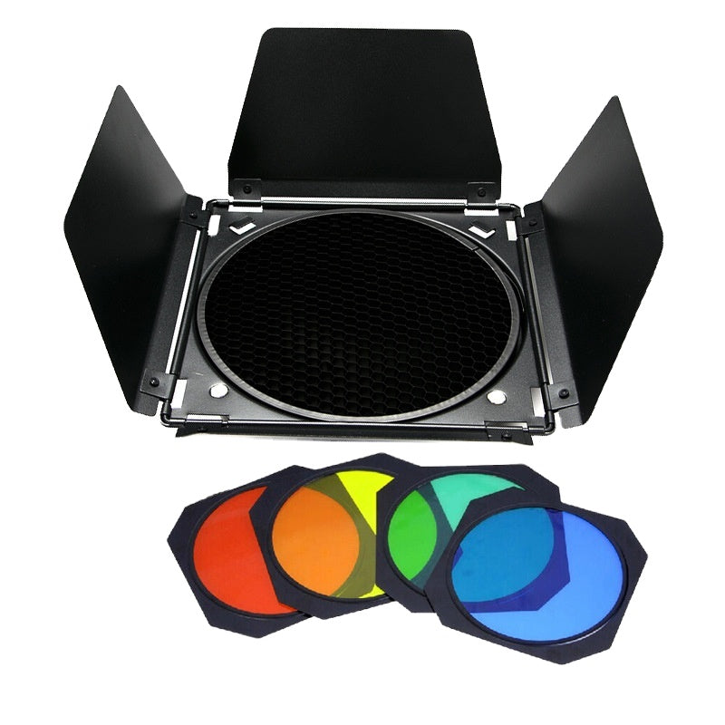 Mamen Honeycomb Grid Barndoor With Color Filter Kit