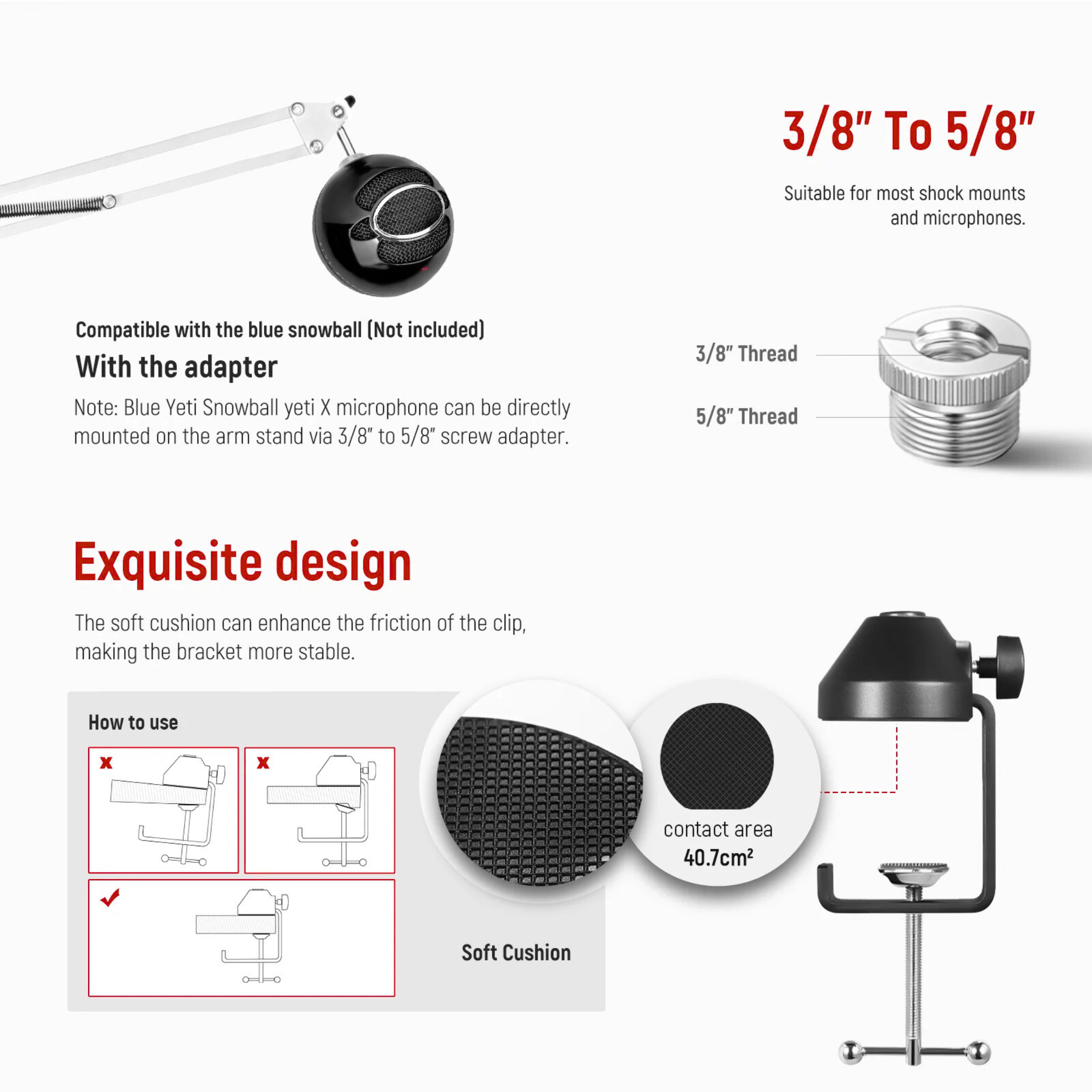 FX Studio Adjustable Microphone Stand with Table Clamp