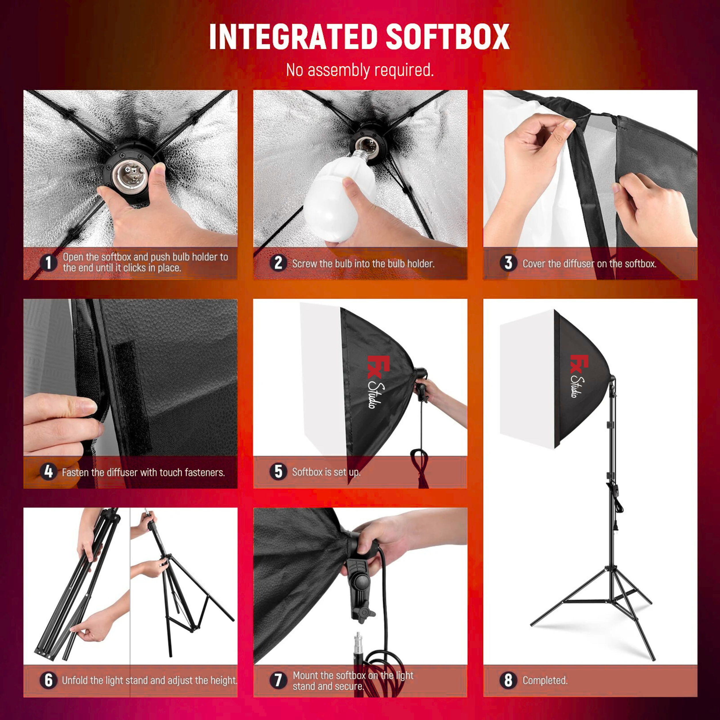 FX Studio 50×70cm Softbox Lighting Kit - RGB with Remote