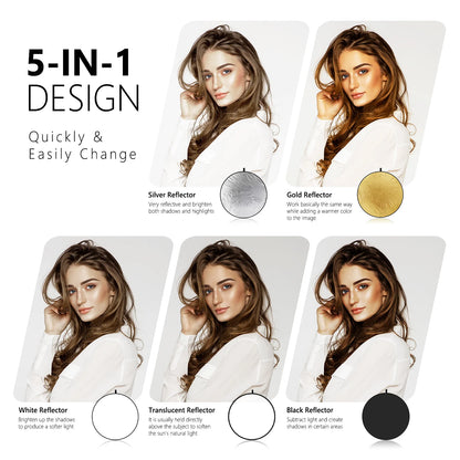 FX Studio 5-in-1 Round Portable Photography Reflector