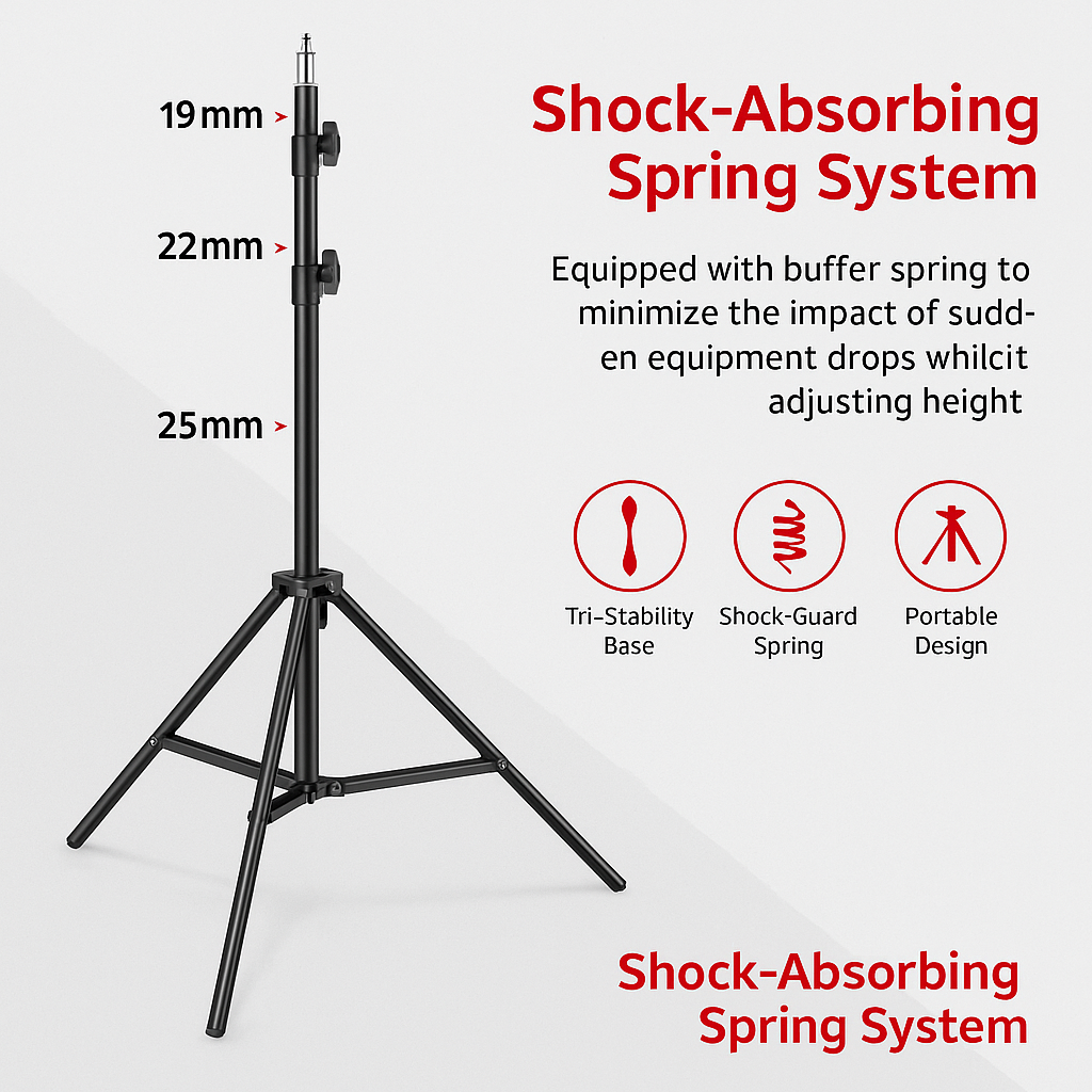 LS200 - Light Stand – Adjustable 67–200CM, 3-Section (0.68kg, 5kg Load)