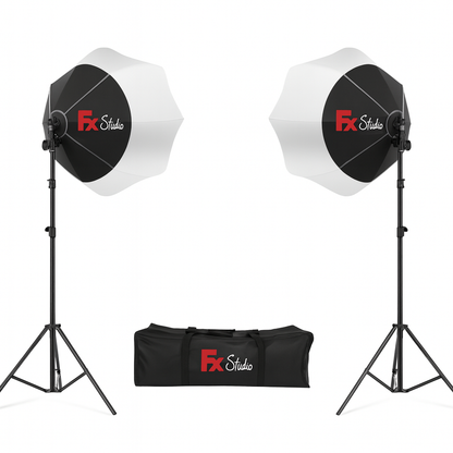 FX Studio 65cm Lantern Softbox Lighting Kit – 200W Bi-Color with Remote