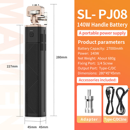 MAMEN 140W Battery Power Indicator Photography Fill Light Grip Handle