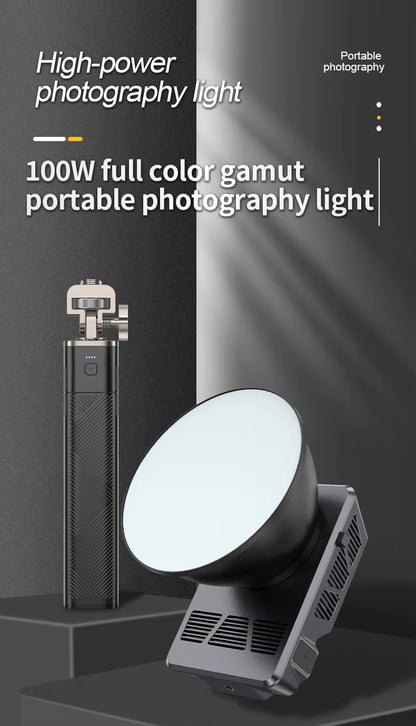Mamen 100W RGB LED COB Professional LED Video Light with 140W Power Supply Handle