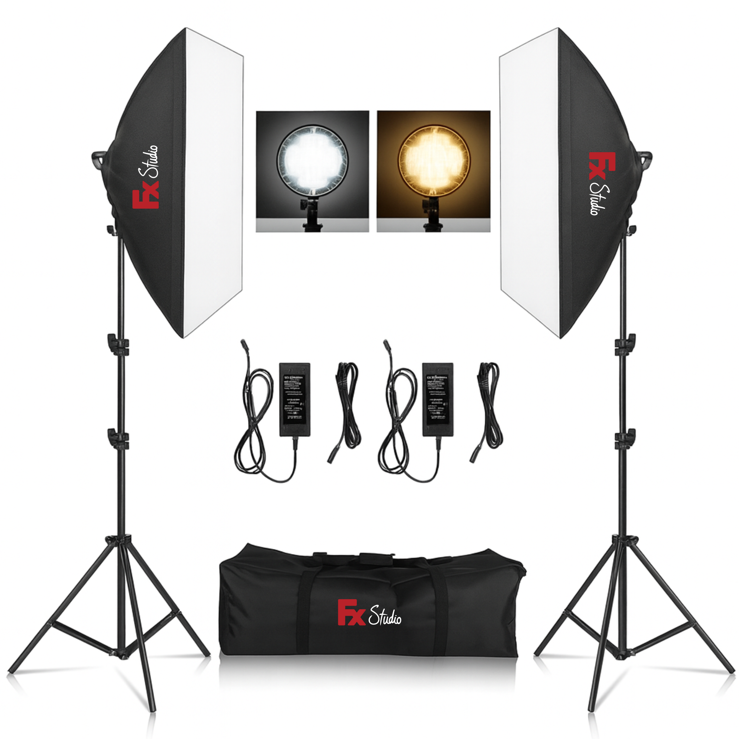 FX Studio 50×70cm Softbox Lighting Kit – 90W Bi-Color with Remote & LCD Screen
