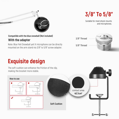 FX Studio Adjustable Microphone Stand with Table Clamp