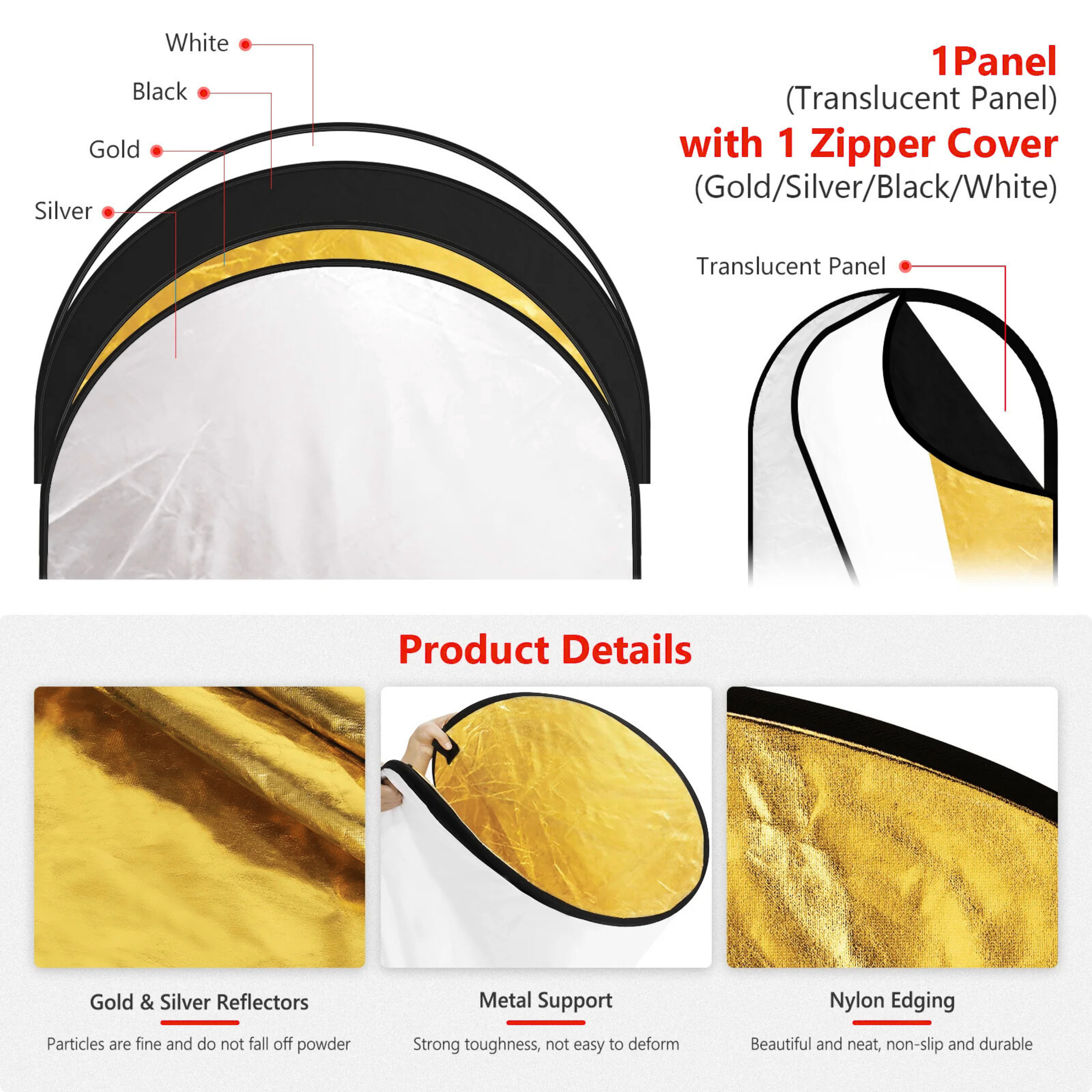 FX Studio 5-in-1 Oval Portable Photography Reflector