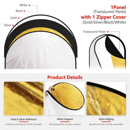 FX Studio 5-in-1 Oval Portable Photography Reflector