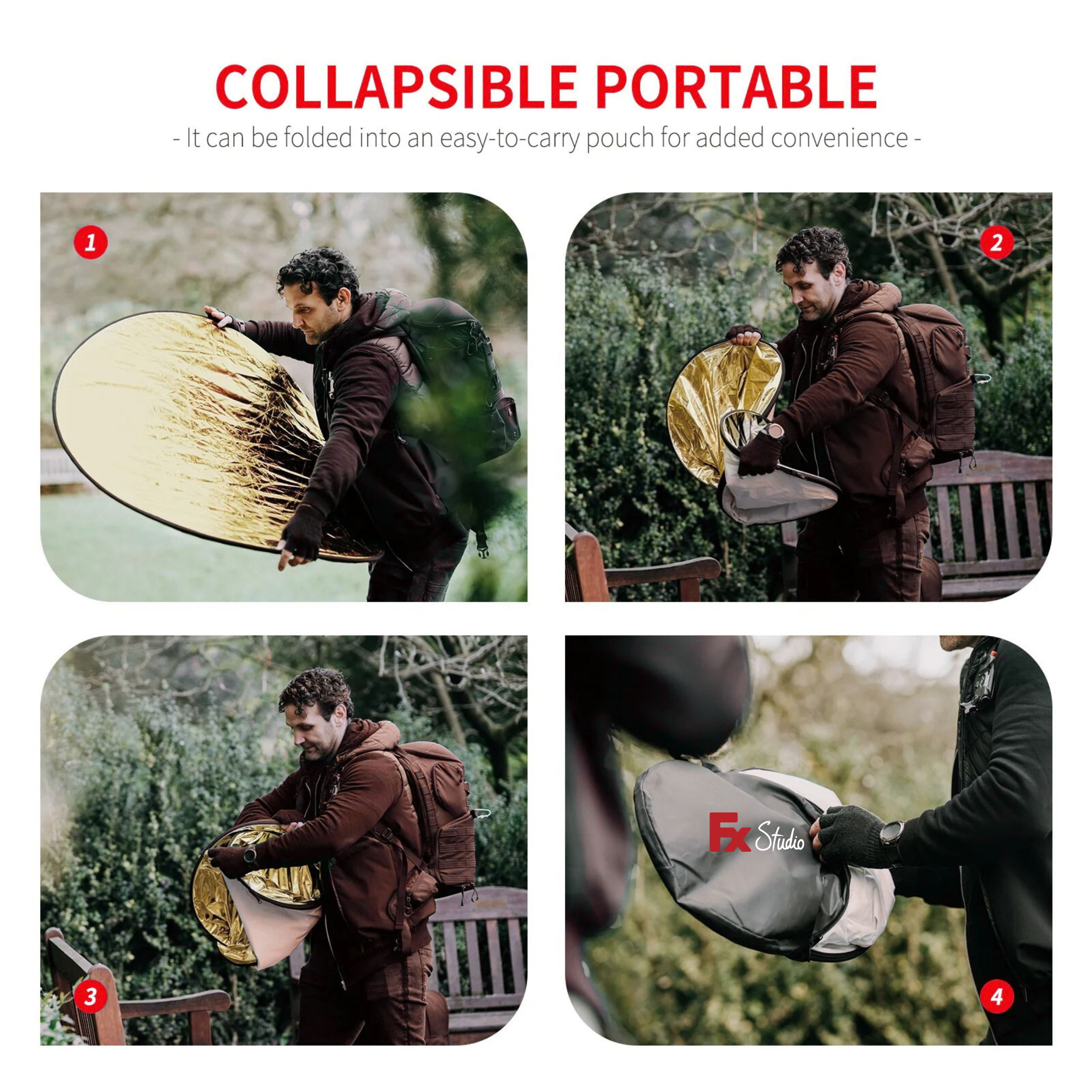 FX Studio 5-in-1 Round Portable Photography Reflector