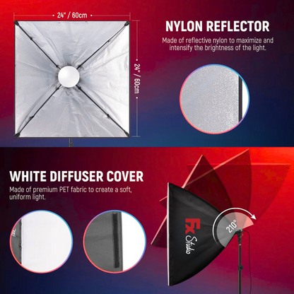 FX Studio 50×70cm Softbox Lighting Kit - RGB with Remote