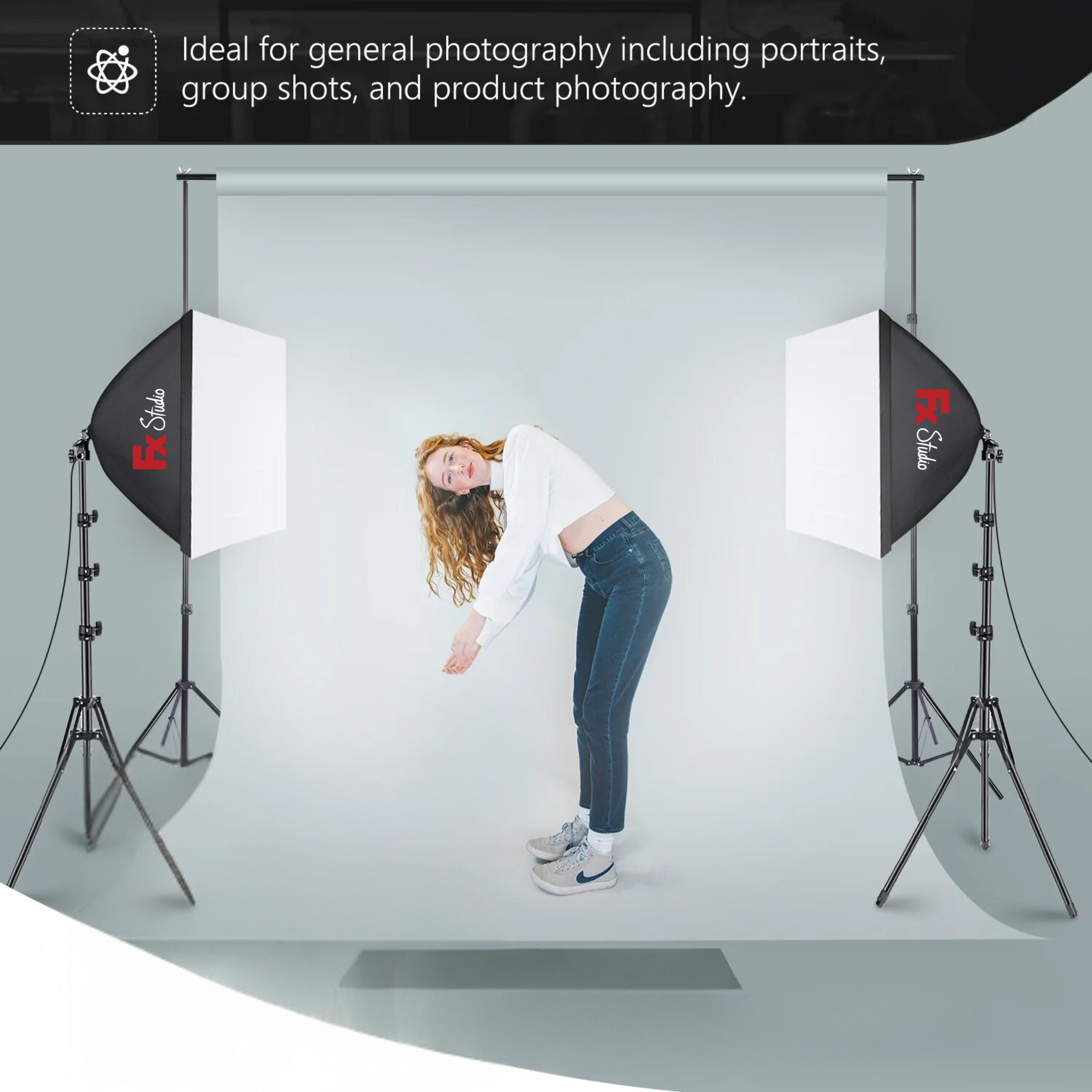 FX Studio 50×70cm Softbox Lighting Kit – 90W Bi-Color with Remote & LCD Screen